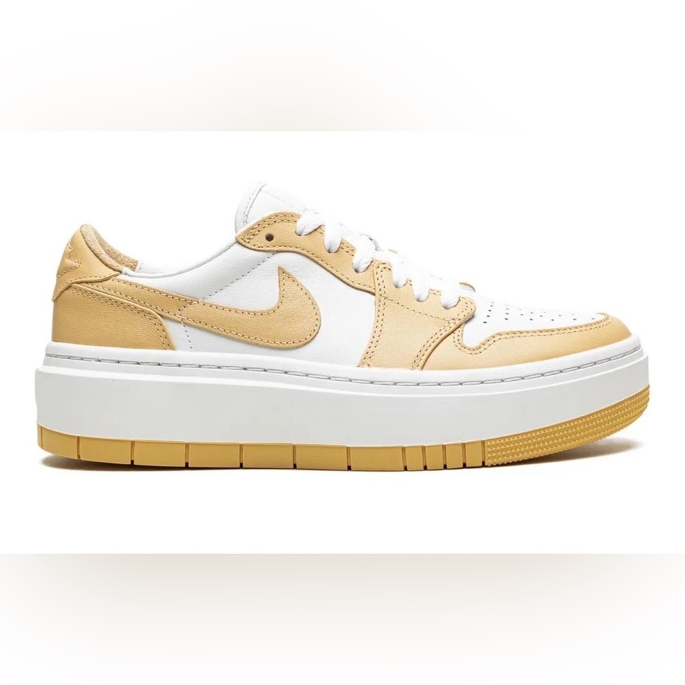 Nike Air Jordan 1 Elevate Low White Onyx Tan Platform Sneaker SZ 10.5